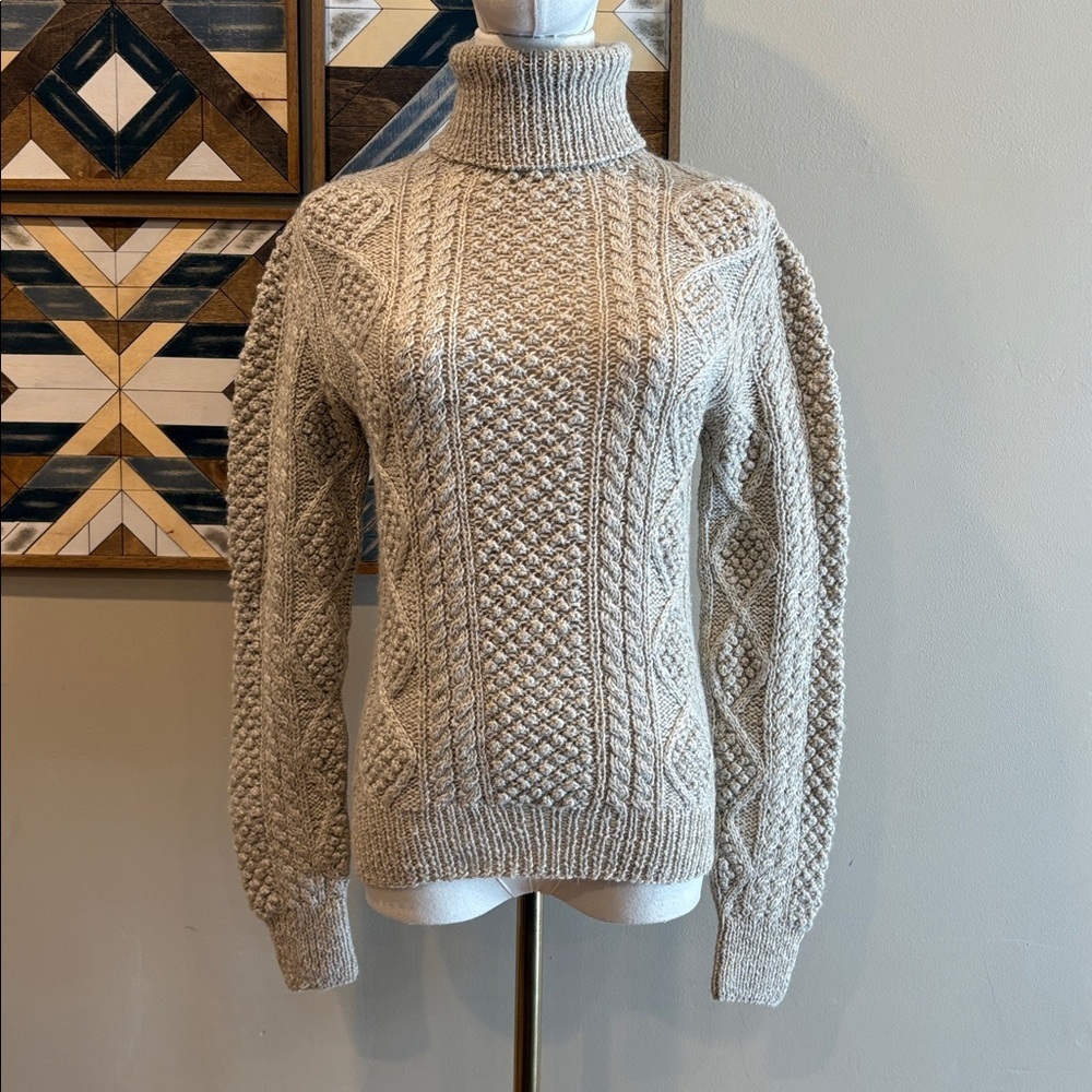 Vintage Ralph Lauren Cable Knit Wool Linen Silk Turtleneck Sweater size Medium